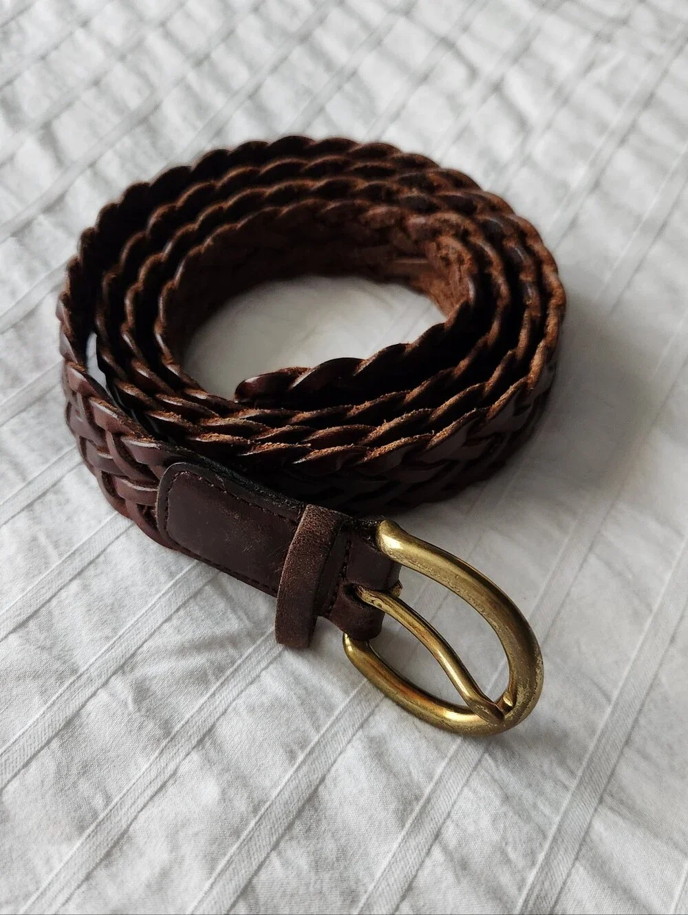 Coach Men's Dark Brown Braided Leather Belt Size 42in